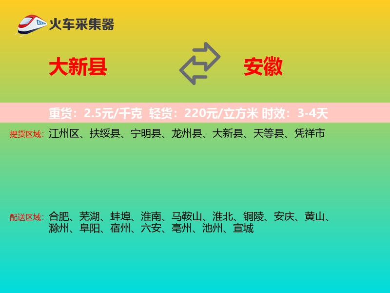 大新县到安徽物流专线