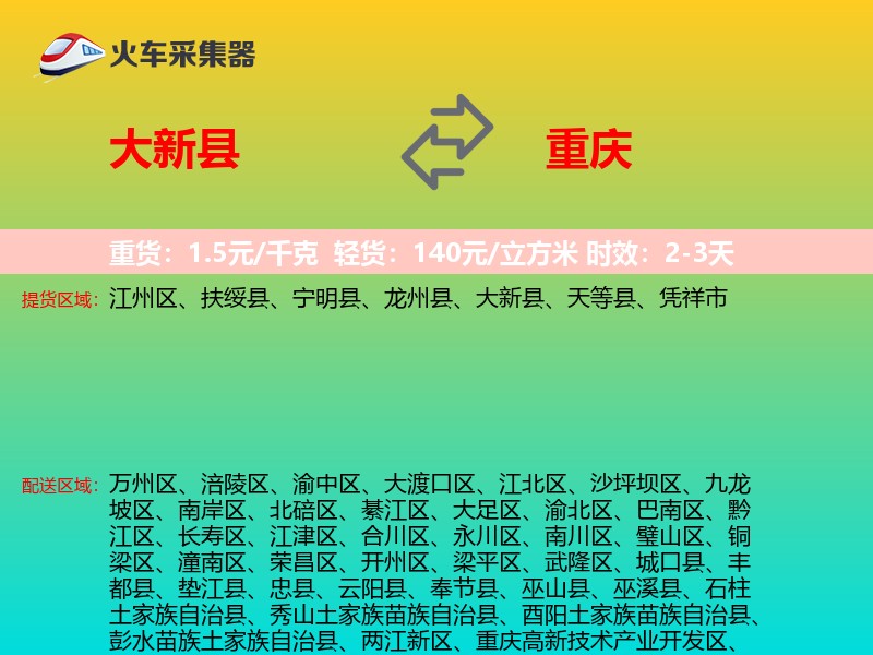 大新县到重庆物流专线