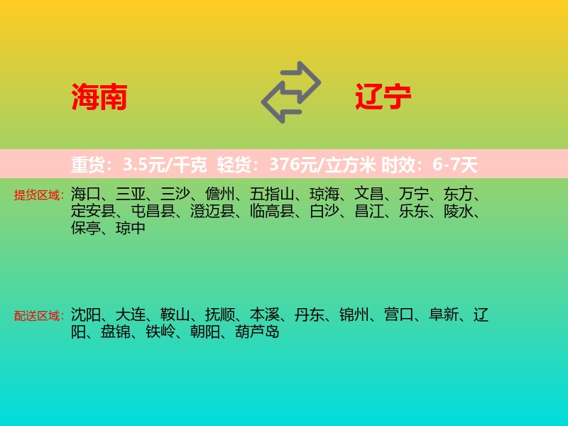 海南到辽宁长途搬家