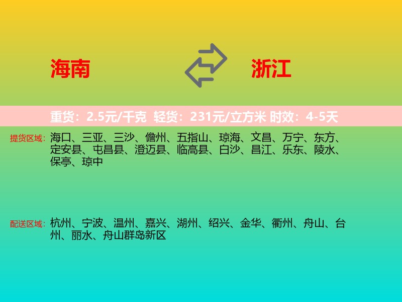 海南到浙江长途搬家