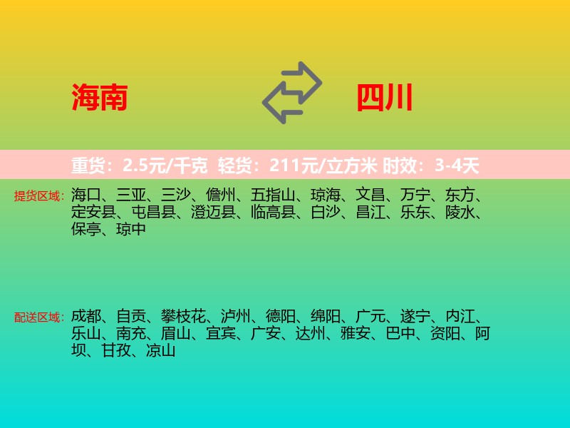 海南到四川长途搬家