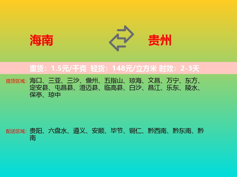 海南到贵州长途搬家