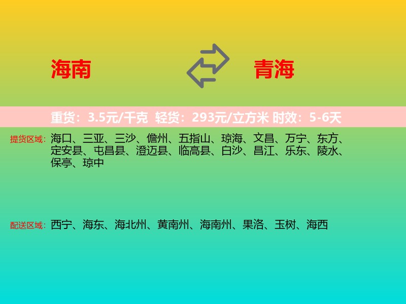 海南到青海长途搬家