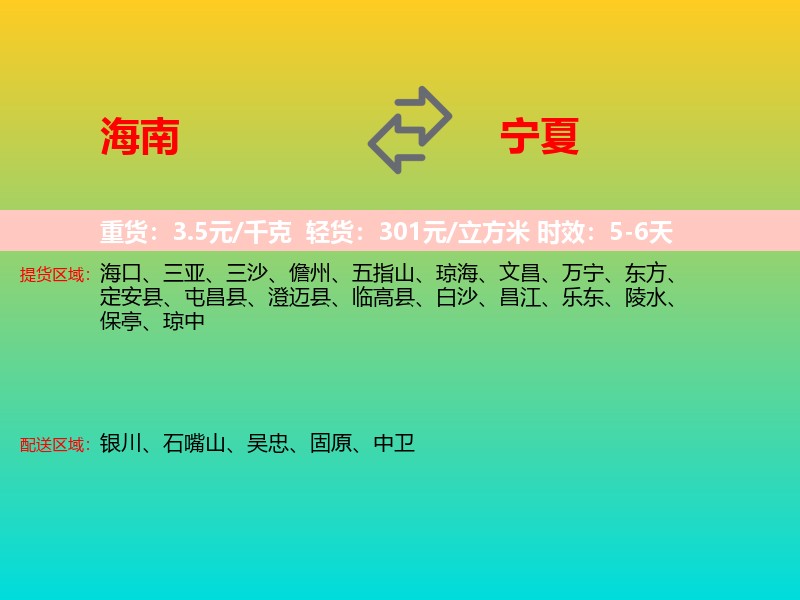 海南到宁夏长途搬家