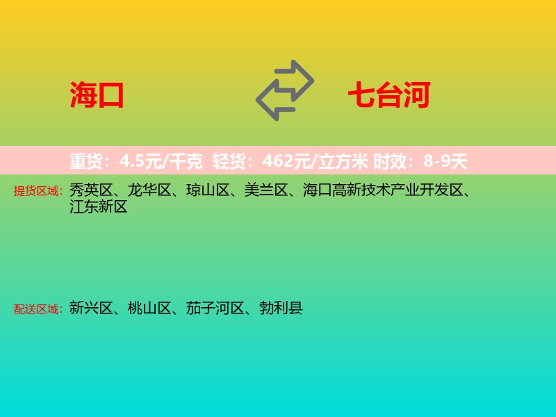 海口到七台河物流专线价格时效