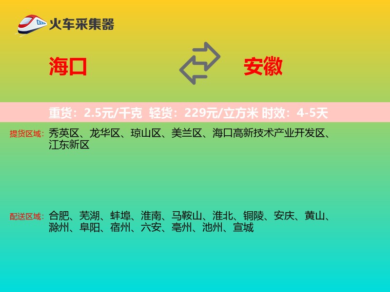 海口到安徽物流专线