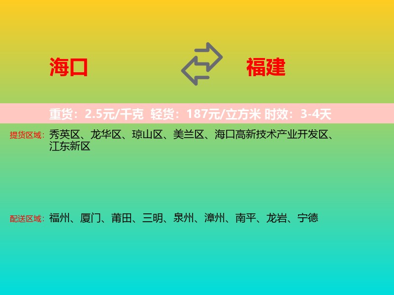 海口到福建长途搬家