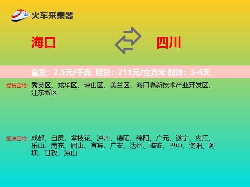 海口到四川物流专线