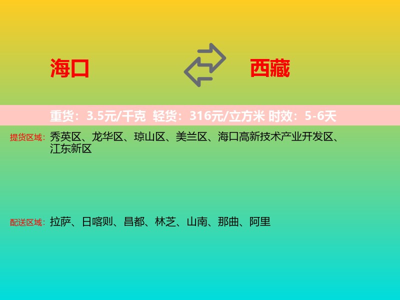 海口到西藏长途搬家
