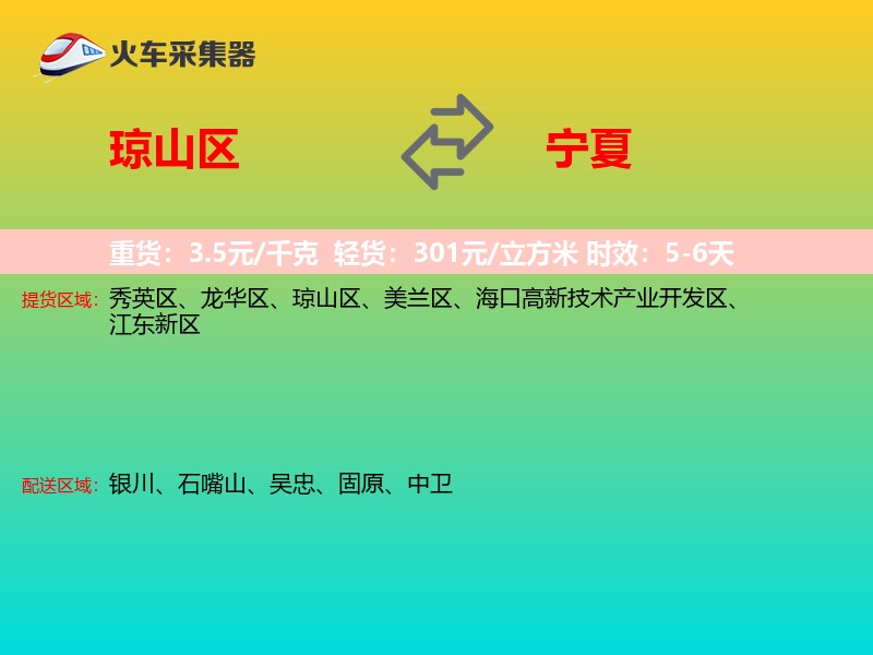 琼山区到宁夏物流专线