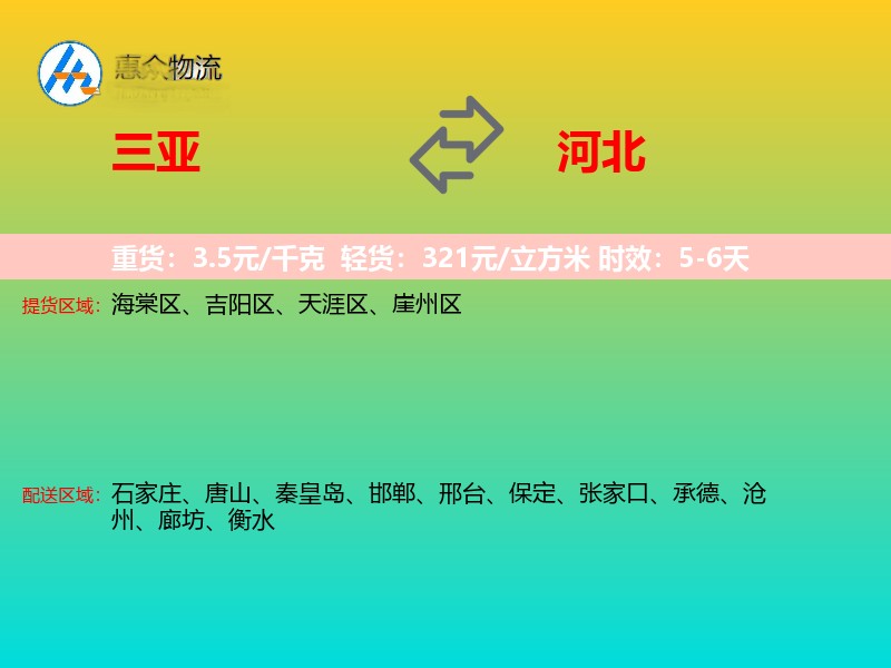 三亚到河北物流专线