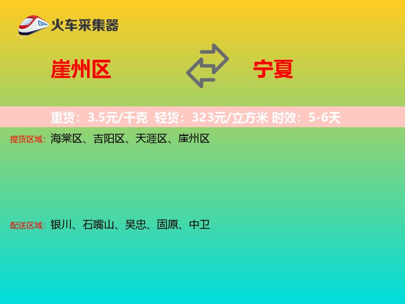 崖州区到宁夏物流专线