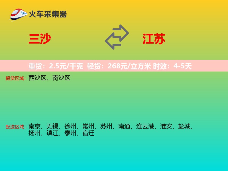 三沙到江苏长途搬家