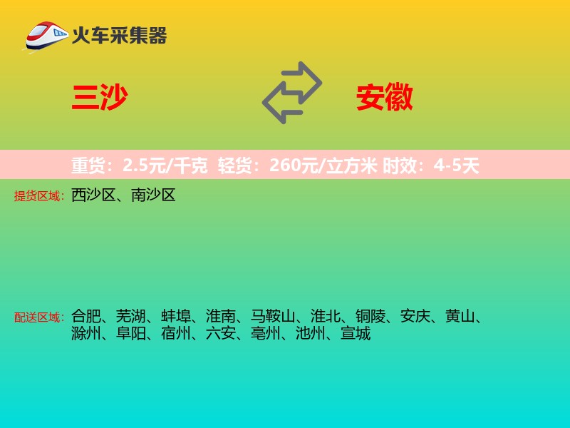 三沙到安徽长途搬家