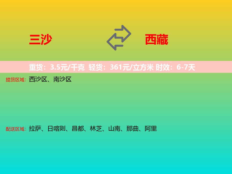 三沙到西藏长途搬家
