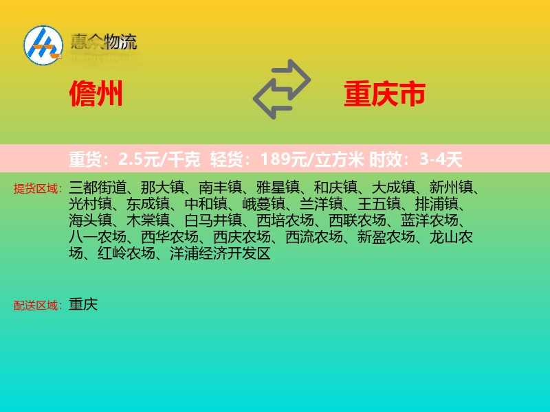 儋州到重庆市轿车托运