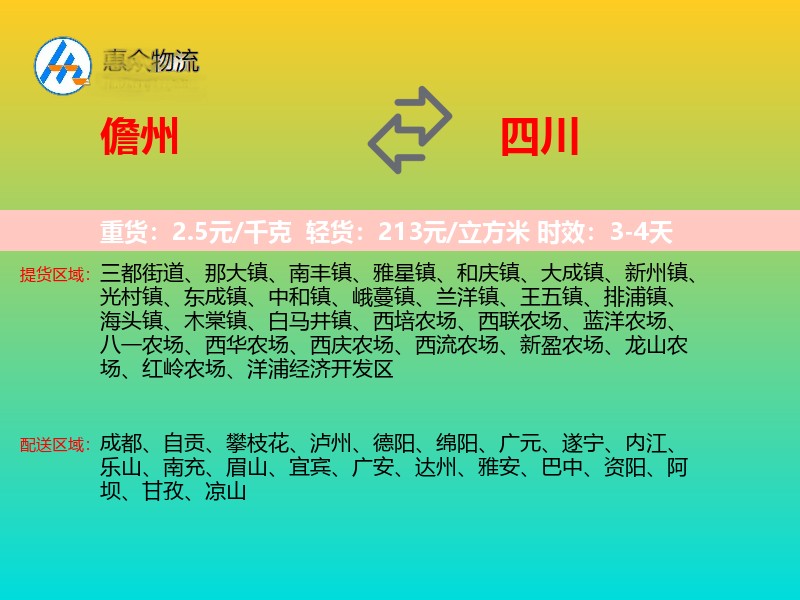 儋州到四川轿车托运