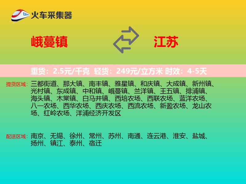峨蔓镇到江苏轿车托运