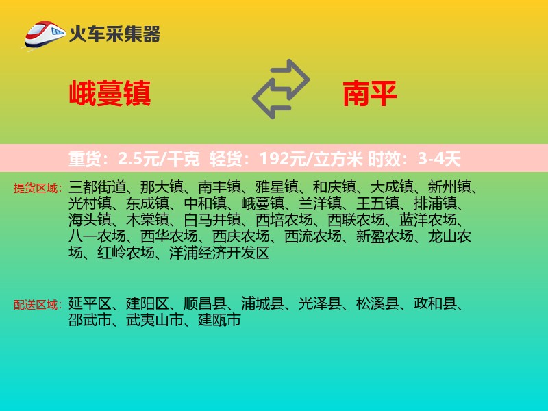 峨蔓镇到南平物流专线