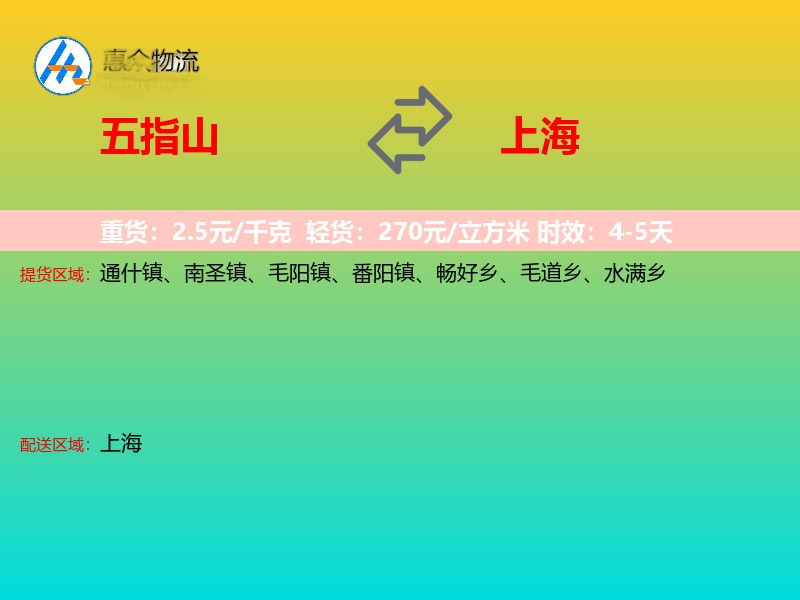 五指山到上海物流专线