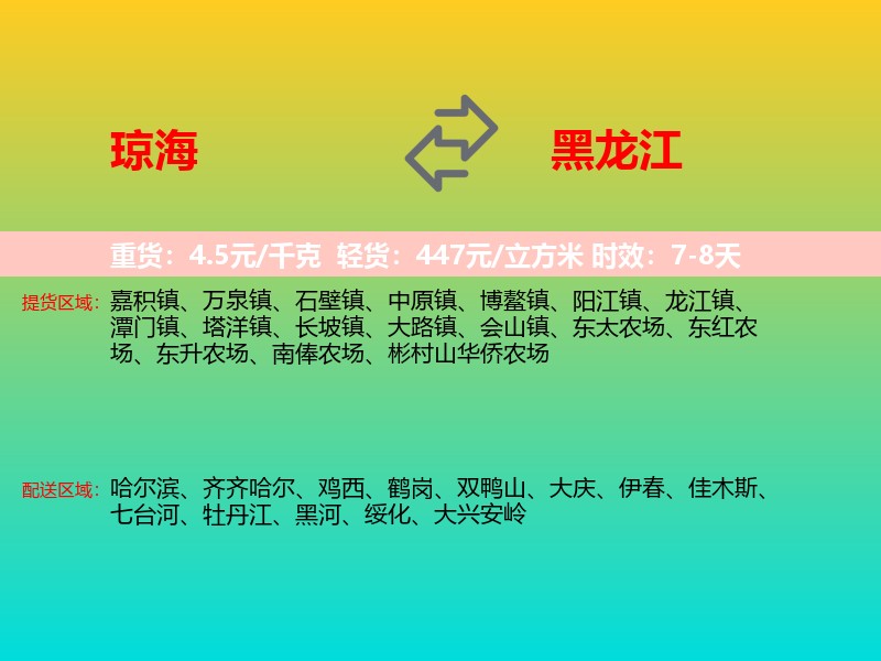 琼海到黑龙江长途搬家