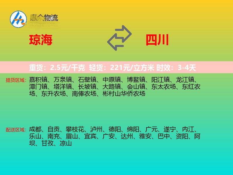 琼海到四川长途搬家