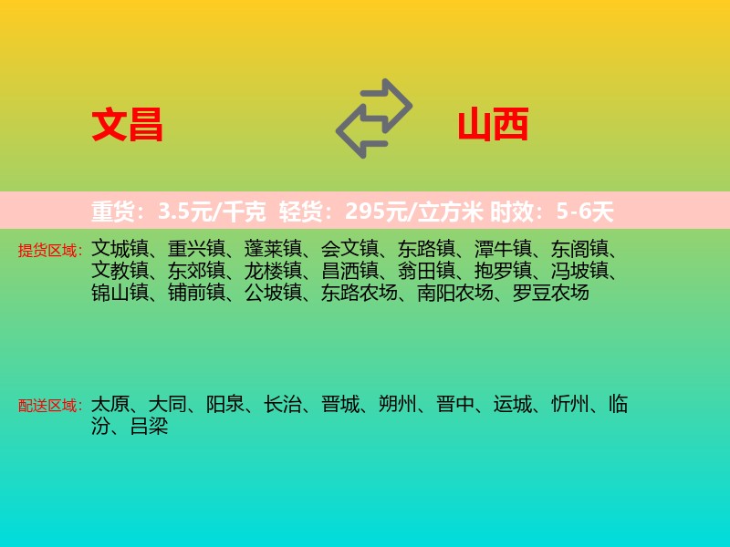 文昌到山西长途搬家