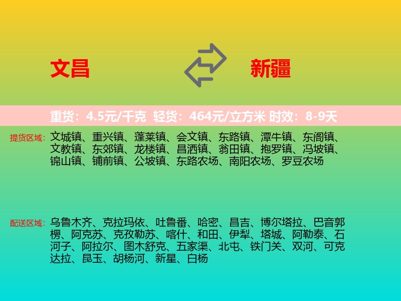 文昌到新疆长途搬家