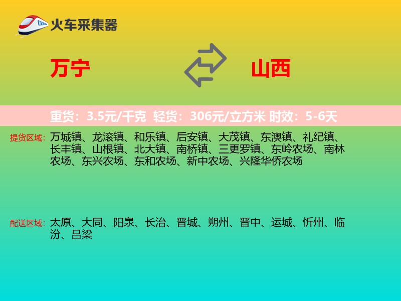 万宁到山西物流专线
