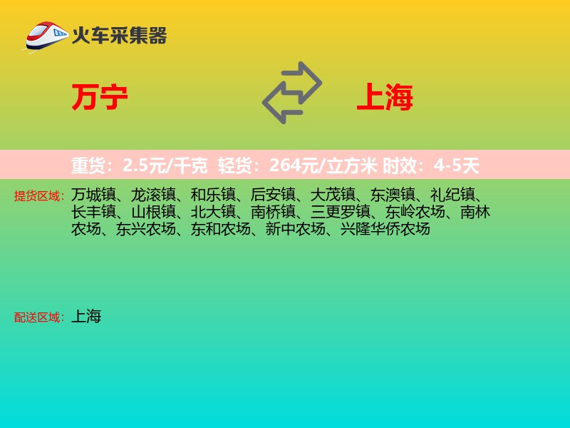 万宁到上海物流专线