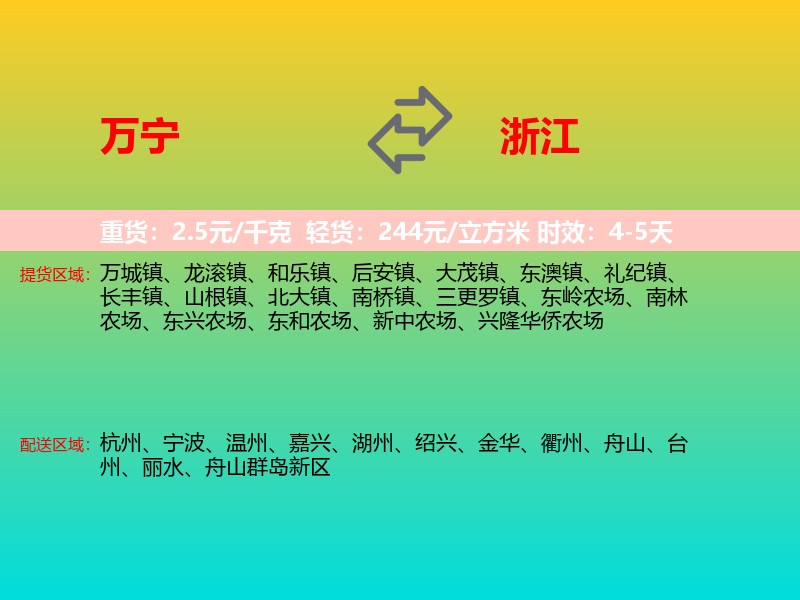 万宁到浙江长途搬家
