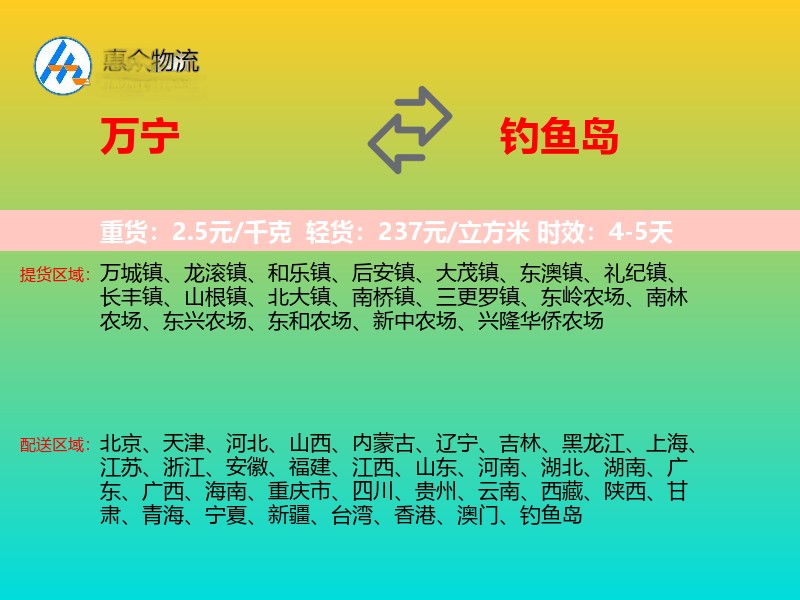 万宁到钓鱼岛轿车托运