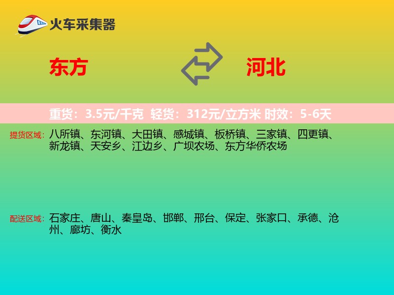 东方到河北物流专线