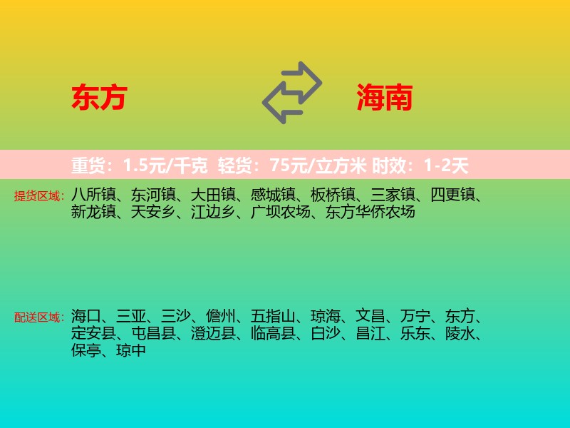 东方到海南长途搬家