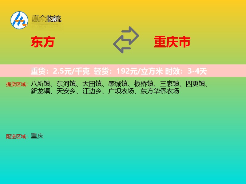 东方到重庆市轿车托运