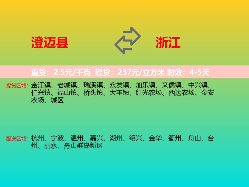 澄迈县到浙江长途搬家