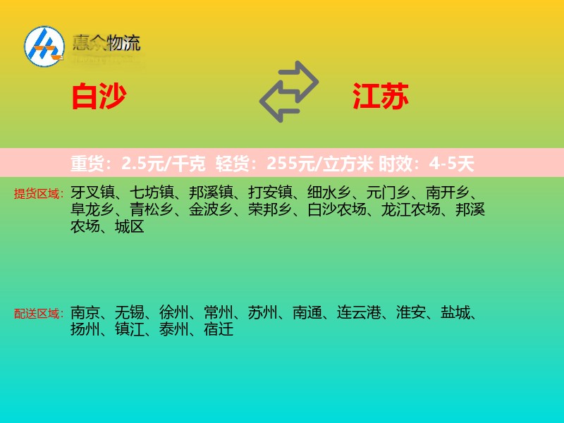 白沙到江苏长途搬家