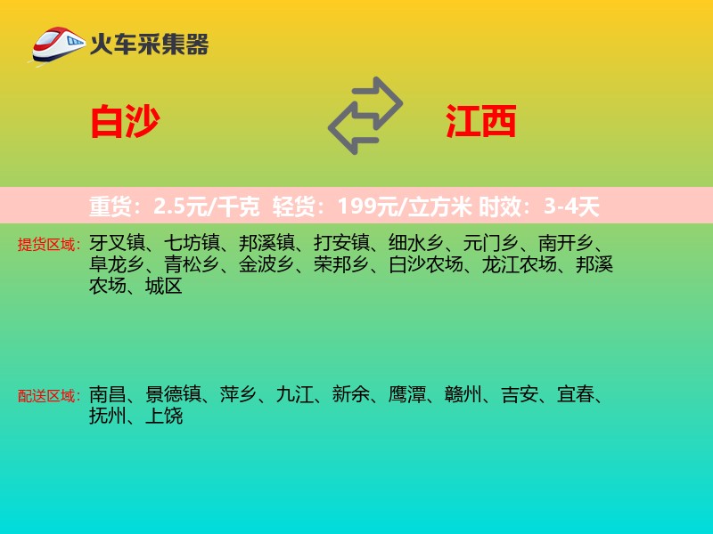 白沙到江西轿车托运