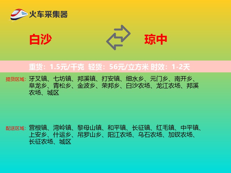 白沙到琼中物流专线