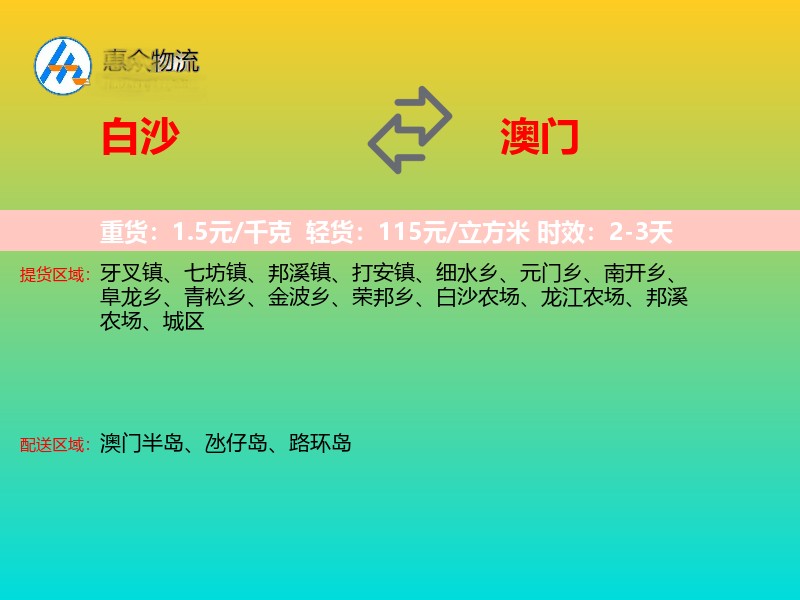 白沙到澳门轿车托运