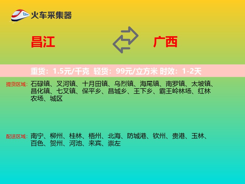 昌江到广西轿车托运