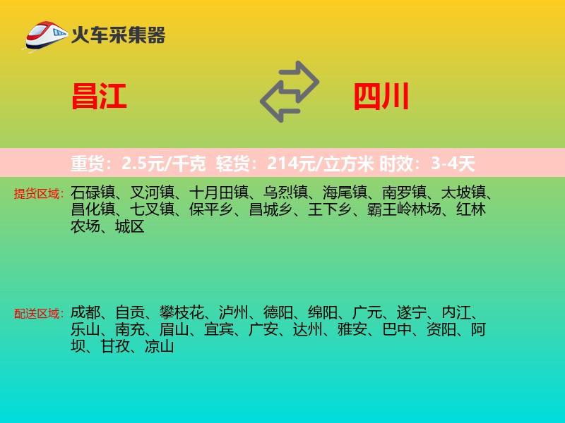 昌江到四川长途搬家