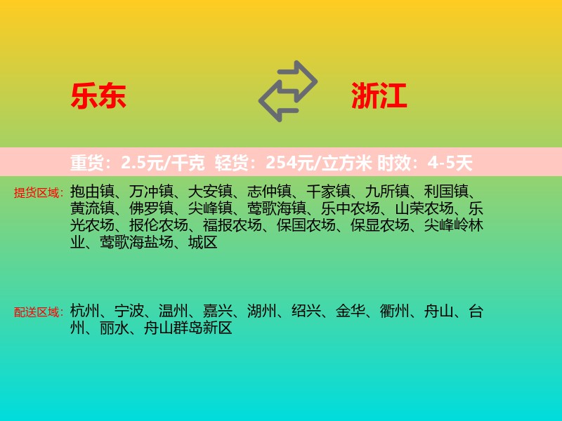 乐东到浙江长途搬家