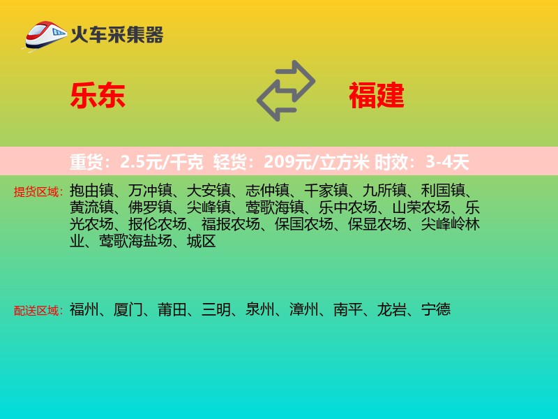 乐东到福建物流专线
