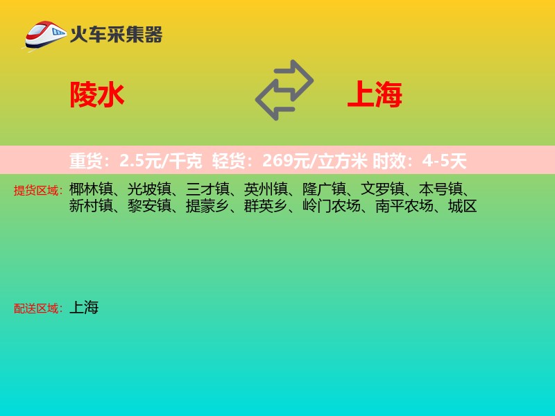 陵水到上海物流专线