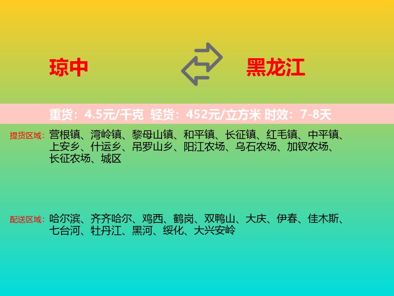 琼中到黑龙江长途搬家