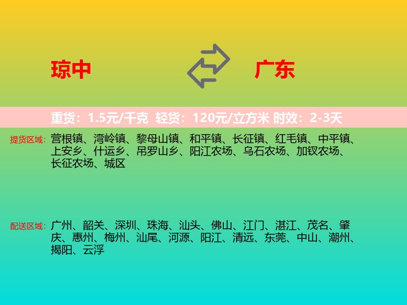 琼中到广东长途搬家