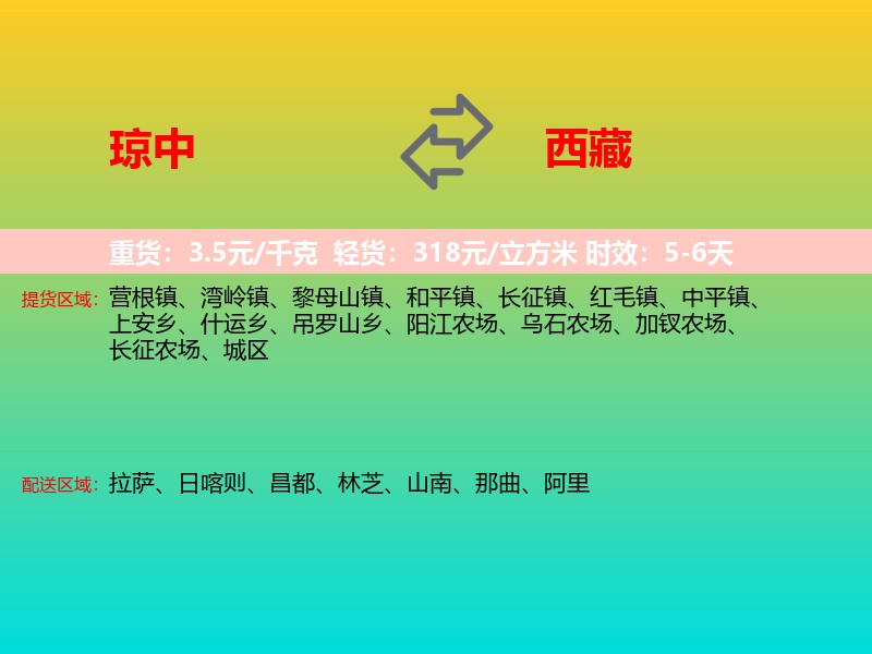 琼中到西藏长途搬家