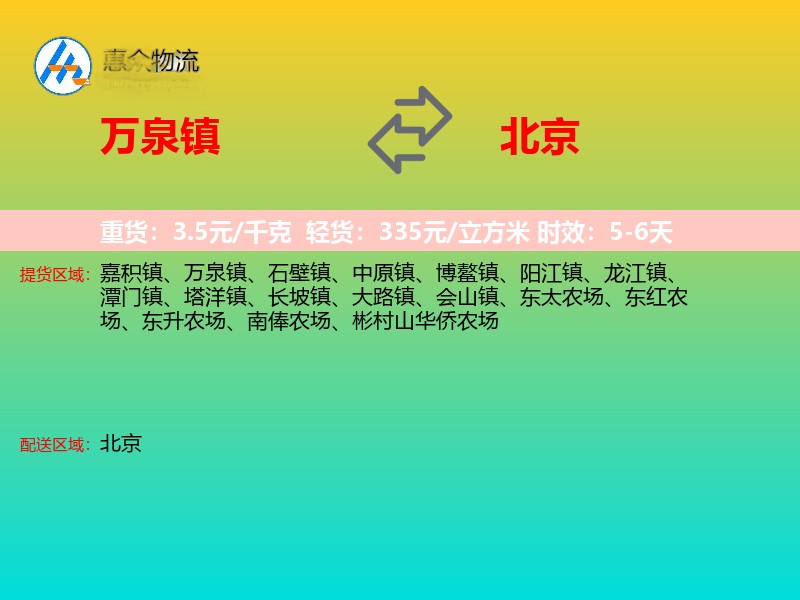 万泉镇到北京长途搬家