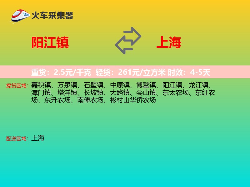 阳江镇到上海物流专线